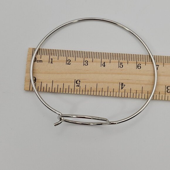 Womens Sterling Silver Oval Loop Adjustable Bangle Bracelet Minimalist Simple - Picture 3 of 13